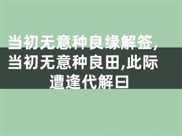 当初无意种良缘解签,当初无意种良田,此际遭逢代解曰