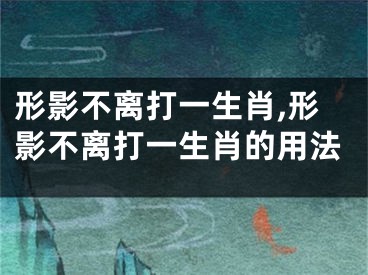 形影不离打一生肖,形影不离打一生肖的用法
