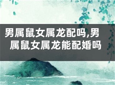男属鼠女属龙配吗,男属鼠女属龙能配婚吗
