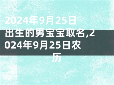 2024年9月25日出生的男宝宝取名,2024年9月25日农历