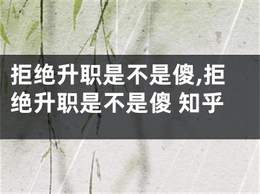 拒绝升职是不是傻,拒绝升职是不是傻 知乎