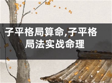 子平格局算命,子平格局法实战命理
