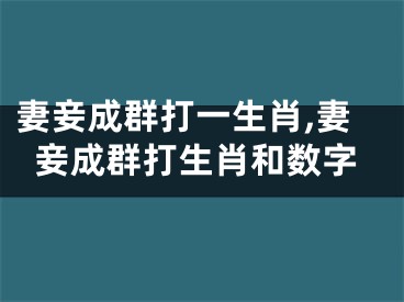 妻妾成群打一生肖,妻妾成群打生肖和数字