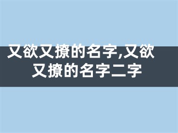 又欲又撩的名字,又欲又撩的名字二字