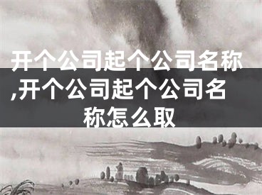 开个公司起个公司名称,开个公司起个公司名称怎么取