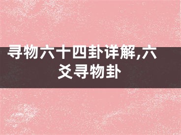 寻物六十四卦详解,六爻寻物卦