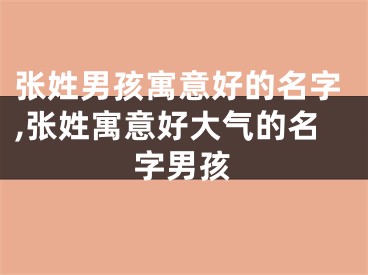 张姓男孩寓意好的名字,张姓寓意好大气的名字男孩