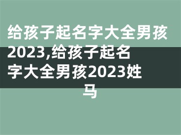 给孩子起名字大全男孩2023,给孩子起名字大全男孩2023姓马