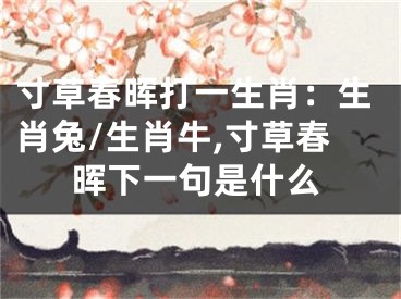 寸草春晖打一生肖：生肖兔/生肖牛,寸草春晖下一句是什么