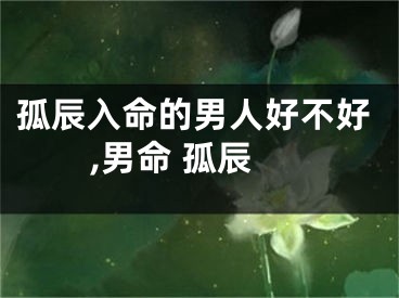 孤辰入命的男人好不好,男命 孤辰