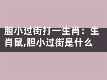 胆小过街打一生肖：生肖鼠,胆小过街是什么