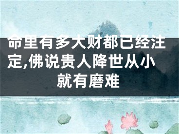 命里有多大财都已经注定,佛说贵人降世从小就有磨难