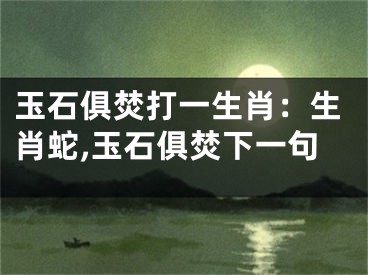 玉石俱焚打一生肖：生肖蛇,玉石俱焚下一句