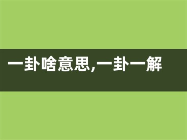 一卦啥意思,一卦一解