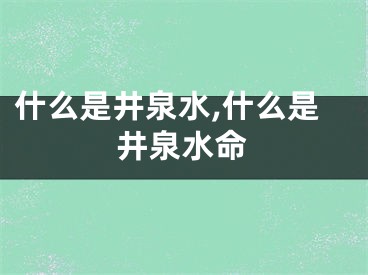 什么是井泉水,什么是井泉水命