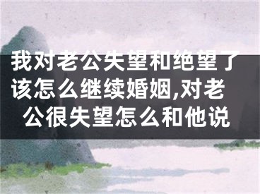 我对老公失望和绝望了该怎么继续婚姻,对老公很失望怎么和他说