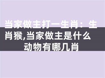 当家做主打一生肖：生肖猴,当家做主是什么动物有哪几肖