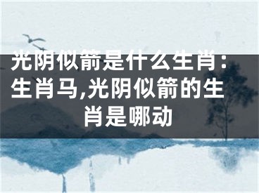 光阴似箭是什么生肖：生肖马,光阴似箭的生肖是哪动