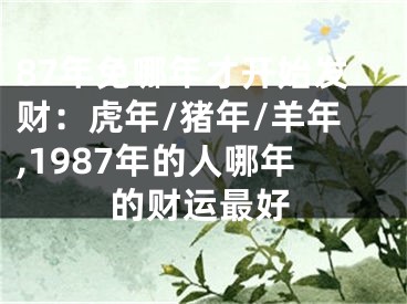 87年免哪年才开始发财：虎年/猪年/羊年,1987年的人哪年的财运最好