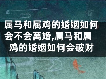 属马和属鸡的婚姻如何会不会离婚,属马和属鸡的婚姻如何会破财