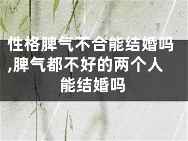 性格脾气不合能结婚吗,脾气都不好的两个人能结婚吗