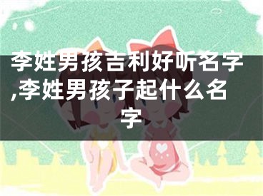 李姓男孩吉利好听名字,李姓男孩子起什么名字