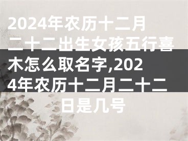 2024年农历十二月二十二出生女孩五行喜木怎么取名字,2024年农历十二月二十二日是几号
