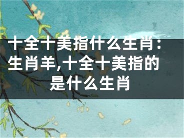 十全十美指什么生肖：生肖羊,十全十美指的是什么生肖