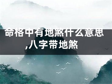 命格中有地煞什么意思,八字带地煞