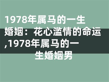 1978年属马的一生婚姻：花心滥情的命运,1978年属马的一生婚姻男