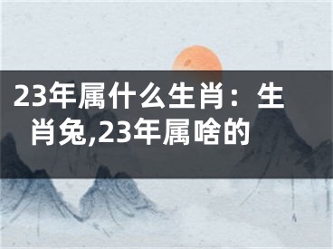 23年属什么生肖：生肖兔,23年属啥的