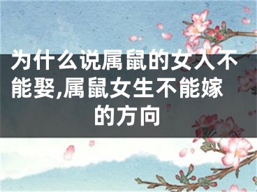 为什么说属鼠的女人不能娶,属鼠女生不能嫁的方向