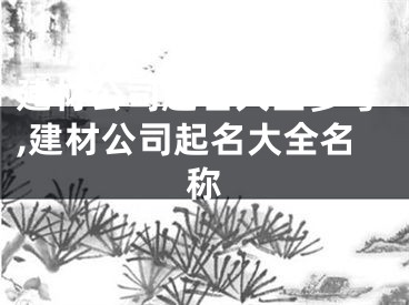 建材公司起名大全参考,建材公司起名大全名称