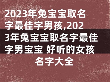 2023年兔宝宝取名字最佳字男孩,2023年兔宝宝取名字最佳字男宝宝 好听的女孩名字大全