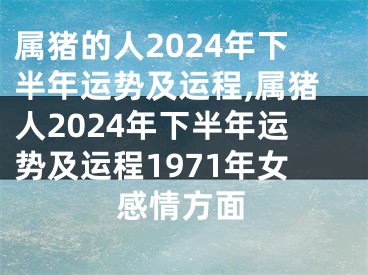 属猪的人2024年下半年运势及运程,属猪人2024年下半年运势及运程1971年女感情方面