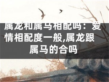 属龙和属马相配吗：爱情相配度一般,属龙跟属马的合吗