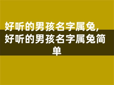 好听的男孩名字属兔,好听的男孩名字属兔简单