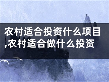 农村适合投资什么项目,农村适合做什么投资