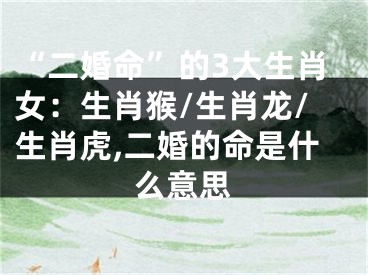 “二婚命”的3大生肖女：生肖猴/生肖龙/生肖虎,二婚的命是什么意思