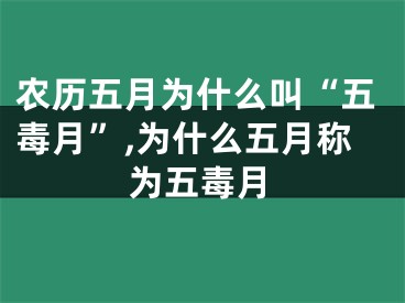 农历五月为什么叫“五毒月”,为什么五月称为五毒月
