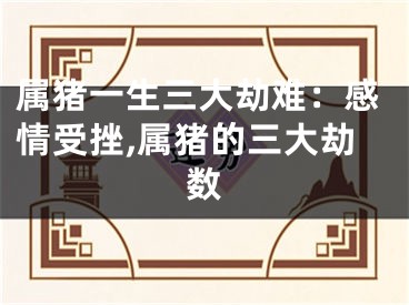 属猪一生三大劫难：感情受挫,属猪的三大劫数