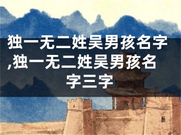 独一无二姓吴男孩名字,独一无二姓吴男孩名字三字