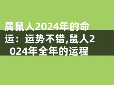 属鼠人2024年的命运：运势不错,鼠人2024年全年的运程