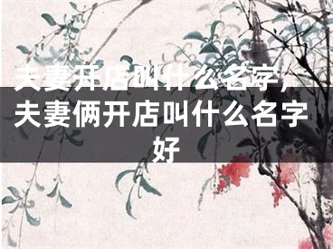 夫妻开店叫什么名字,夫妻俩开店叫什么名字好