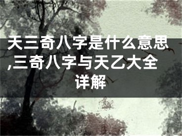 天三奇八字是什么意思,三奇八字与天乙大全详解