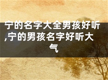 宁的名字大全男孩好听,宁的男孩名字好听大气