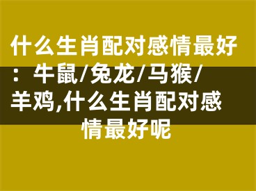 什么生肖配对感情最好：牛鼠/兔龙/马猴/羊鸡,什么生肖配对感情最好呢
