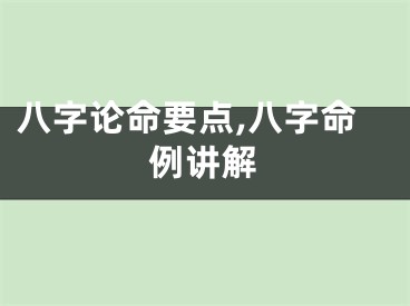 八字论命要点,八字命例讲解