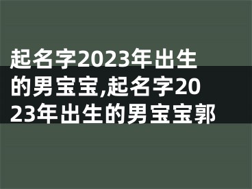 起名字2023年出生的男宝宝,起名字2023年出生的男宝宝郭