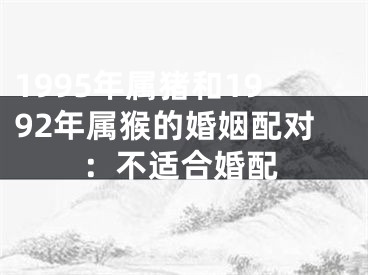 1995年属猪和1992年属猴的婚姻配对：不适合婚配